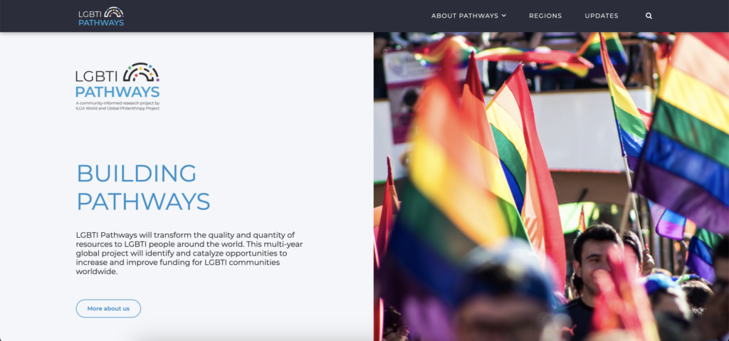 Captura de pantalla de la página de inicio del sitio web de LGBTI Pathways