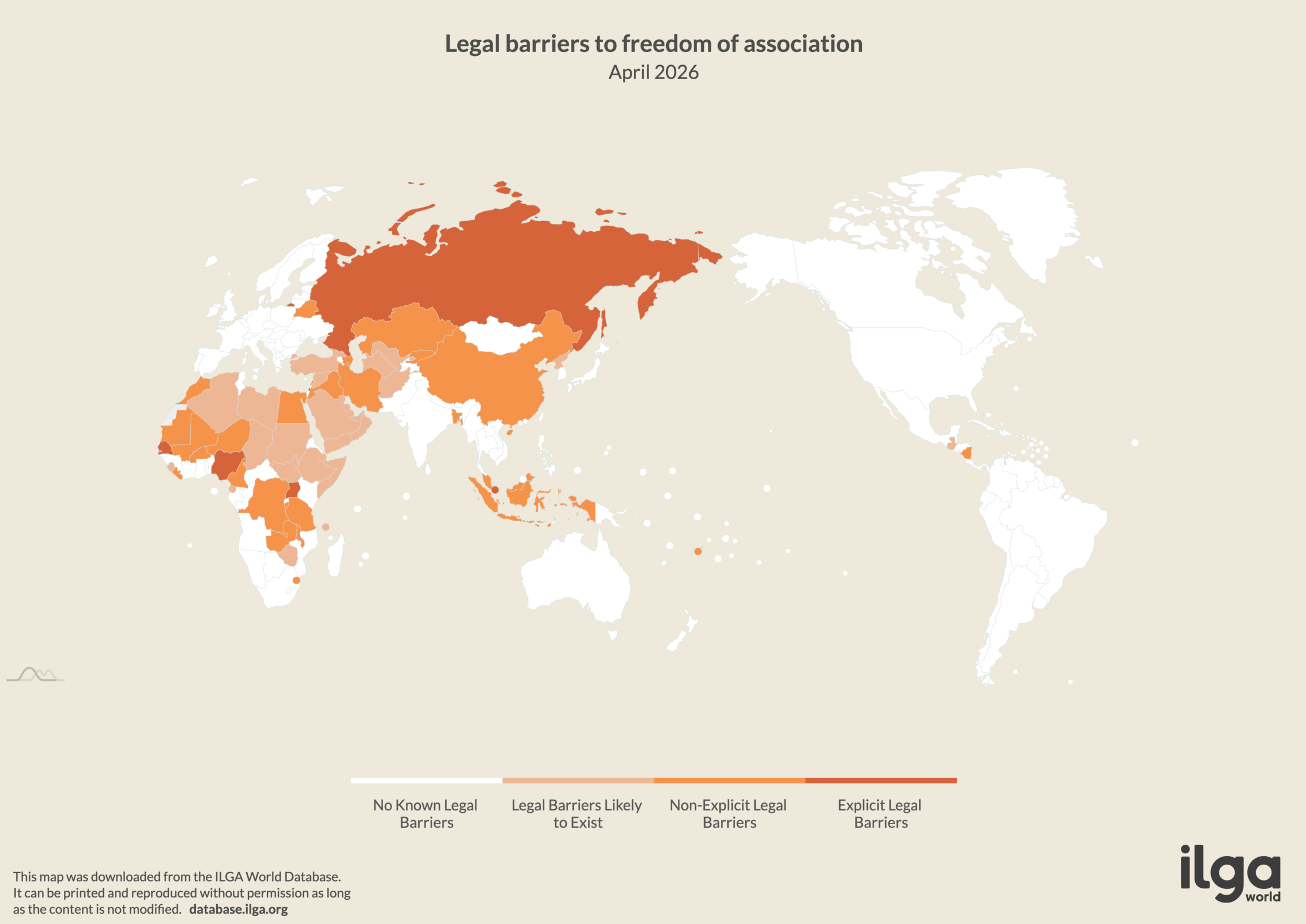 ILGA World map of countries restricting freedom of association for civil society organisations civil society organisations working on sexual, gender and bodily diversity issues