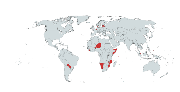 A map of countries under review during the UPR 52nd working group session